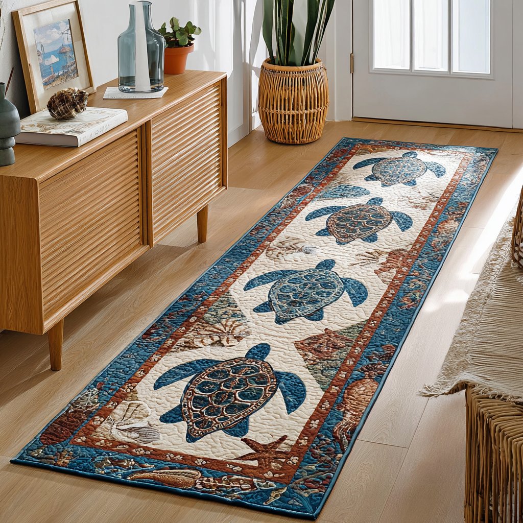 Turtle Journey Runner Carpet Runner Rug - Cute Pet Design | Animal Printed Runner Rug