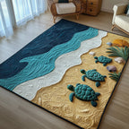 Turtle Marine area rug in a living room