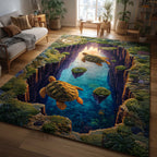 Turtle Oasis area rug in a living room