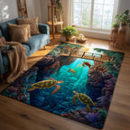 Turtle Oasis area rug in a living room