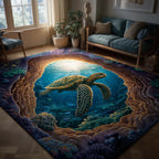 Turtle Oasis area rug in a living room