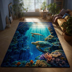 Turtle Oasis area rug in a living room