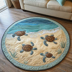 Turtle Paradise Round Mat Rug - washable non-slip printed rug