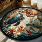 Turtle Paradise Round Mat Rug - Cute Pet Design | Animal Printed Home Decor