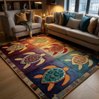Turtle Path area rug in a living room