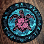 Turtle Sanctuary Round Mat Rug - washable non-slip printed rug