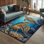 Turtle Spirit area rug in a living room
