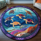 Turtle Tranquility Round Mat Rug - Cute Pet Design | Animal Printed Home Decor
