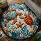 Turtle Voyage Round Mat Rug - washable non-slip printed rug
