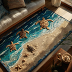 Turtle Wave area rug in a living room