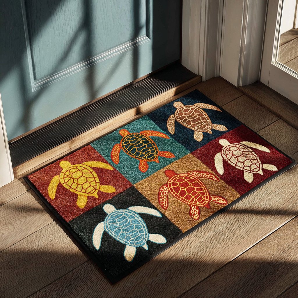 Turtle Wave Doormat - Cute Animal Design | Printed Welcome Doormat