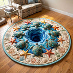 Turtle Whirlpool Round Mat Rug - washable non-slip printed rug