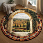 Tuscan Arch Round Mat Rug - washable non-slip printed rug