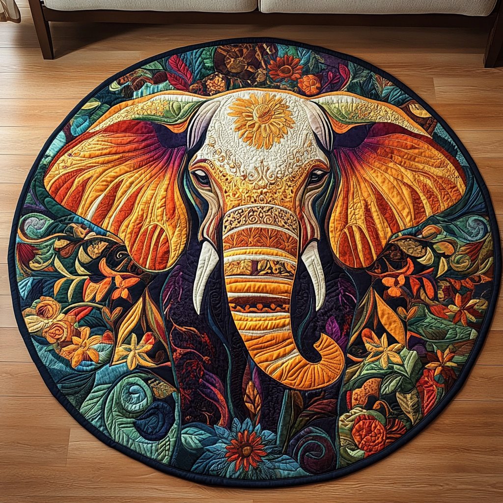 Tusker Terrain Round Mat Rug - washable non-slip printed rug