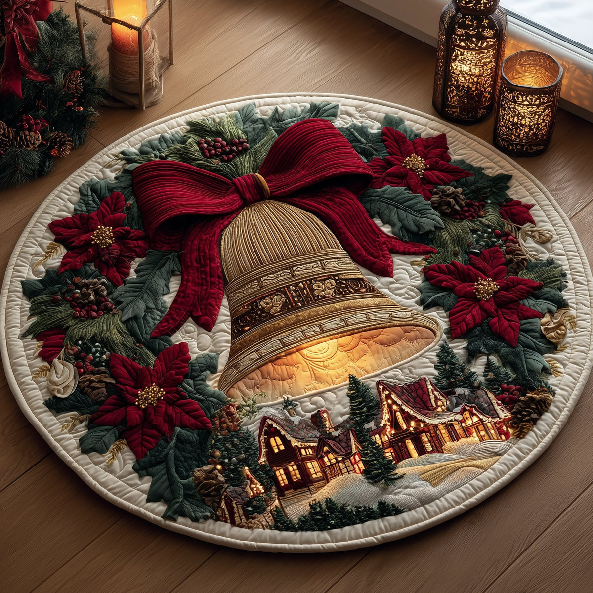 Twilight Bell Round Mat Rug - washable non-slip printed rug