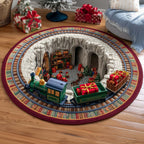 Twilight Bridge Journey Round Mat Rug - washable non-slip printed rug