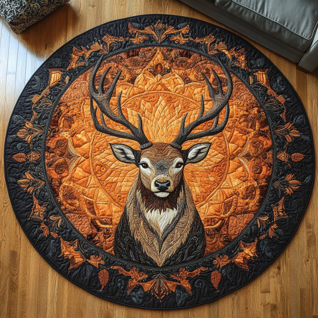 Twilight Buck Round Mat Rug - washable non-slip printed rug
