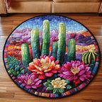 Twilight Cactus Round Mat Rug - washable non-slip printed rug