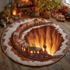 Twilight Crater Railway Round Mat Rug - washable non-slip printed rug