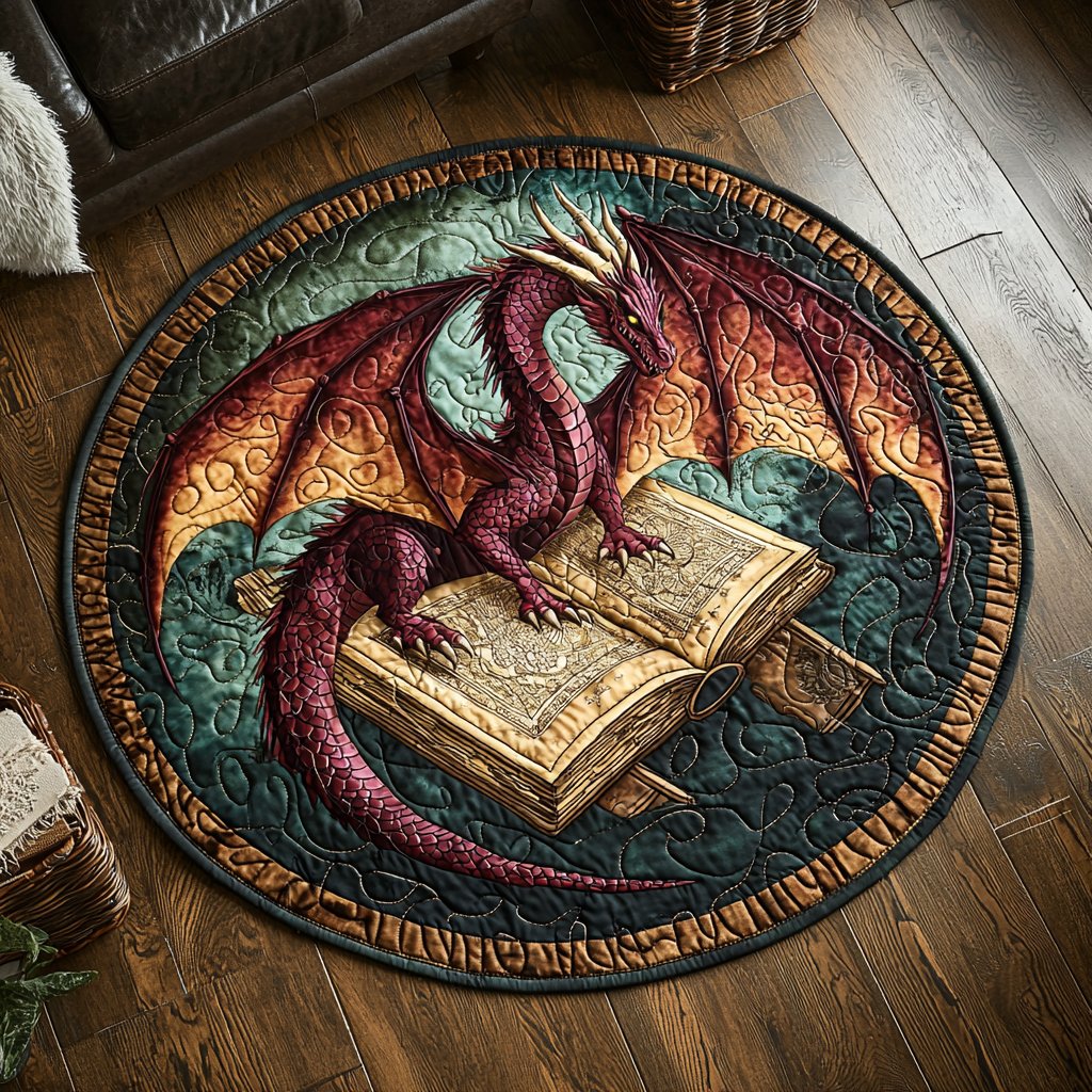 Twilight Dragon Round Mat Rug - washable non-slip printed rug
