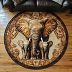 Twilight Elephant Round Mat Rug - washable non-slip printed rug