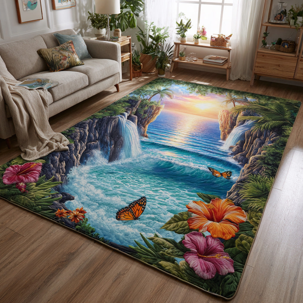 Twilight Falls area rug in a living room