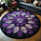 Twilight Feather Dance Round Mat Rug - washable non-slip printed rug