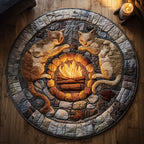 Twilight Fire Camp Round Mat Rug - washable non-slip printed rug