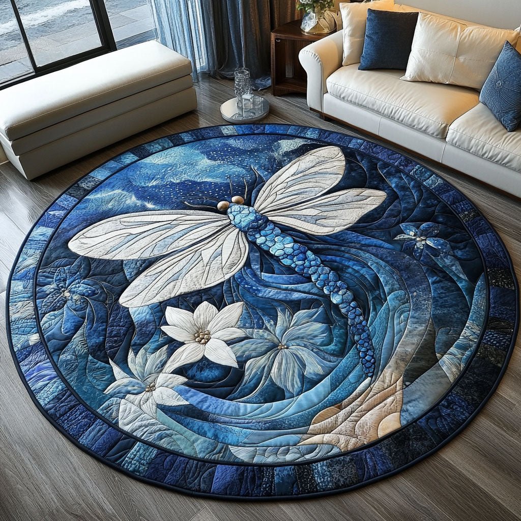Twilight Flutter Round Mat Rug - washable non-slip printed rug