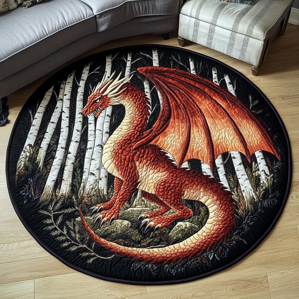 Twilight Fury Round Mat Rug - washable non-slip printed rug