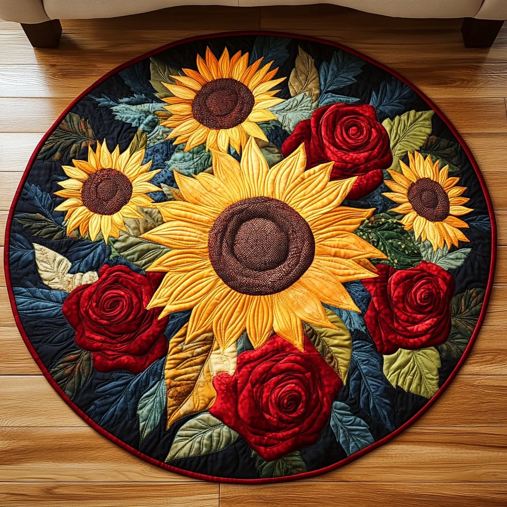 Twilight Gold Round Mat Rug - washable non-slip printed rug