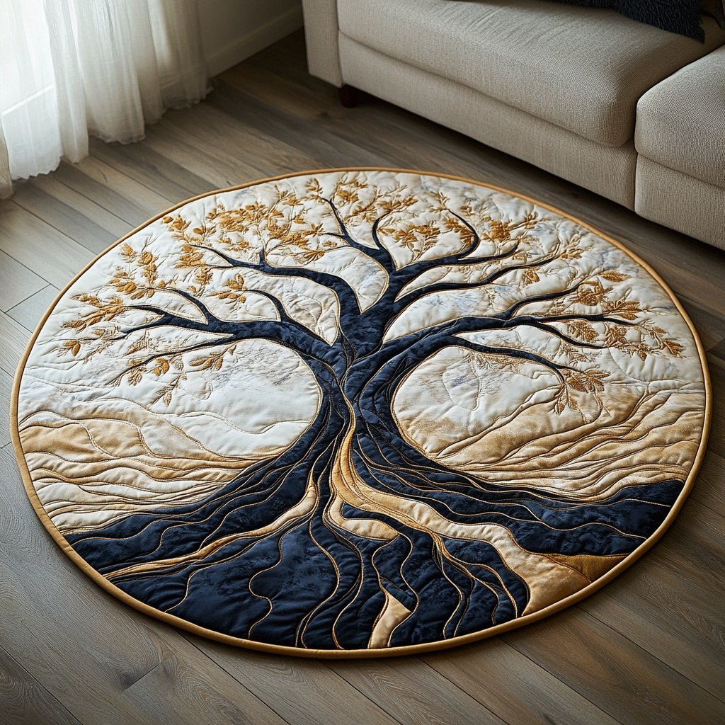 Twilight Grove Round Mat Rug - washable non-slip printed rug
