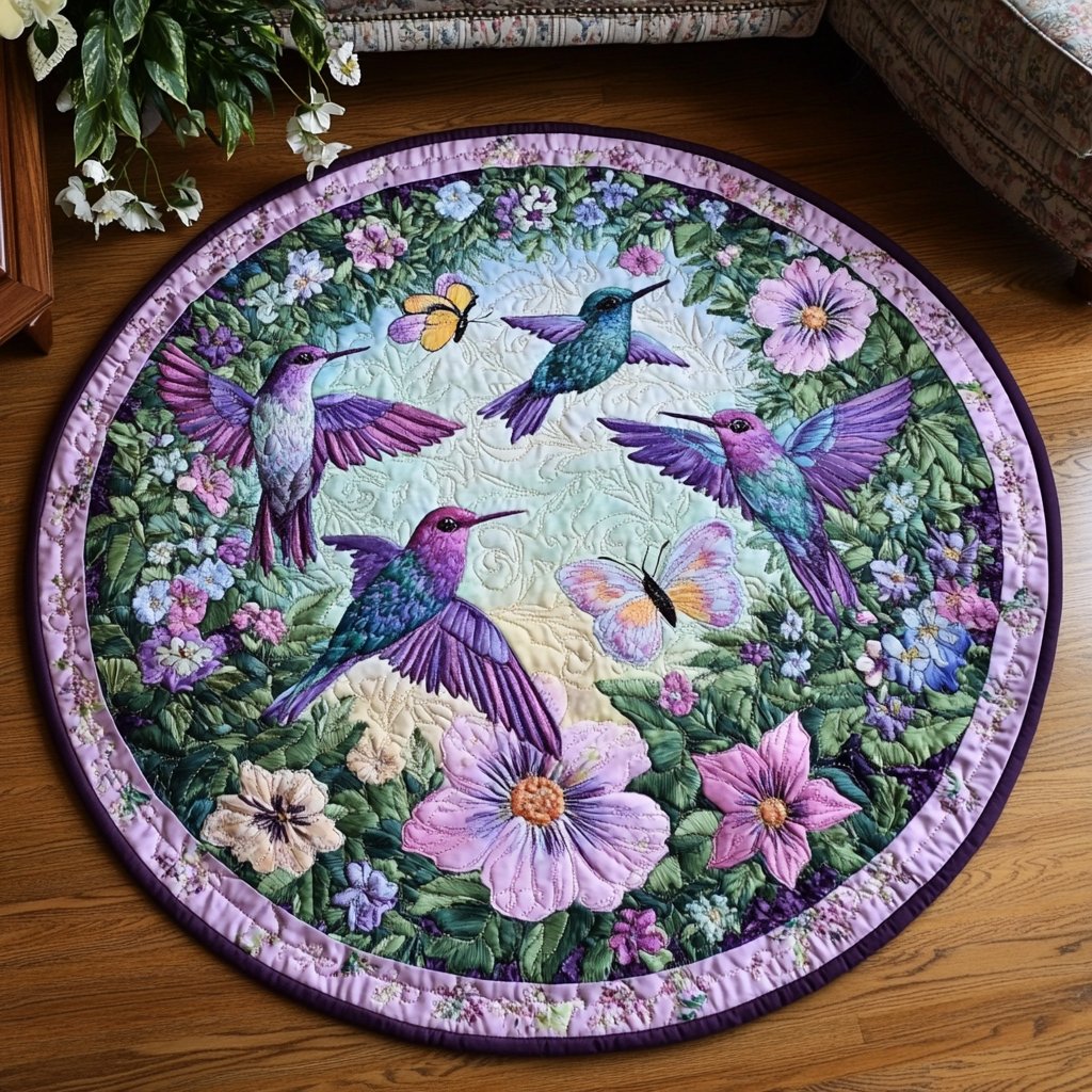 Twilight Hummer Round Mat Rug - washable non-slip printed rug