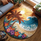 Twilight Shore Round Mat Rug - washable non-slip printed rug