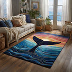 Twilight Tail area rug in a living room