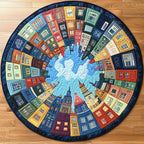 Twilight Town Round Mat Rug - washable non-slip printed rug