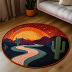 Twilight Trail Round Mat Rug - washable non-slip printed rug