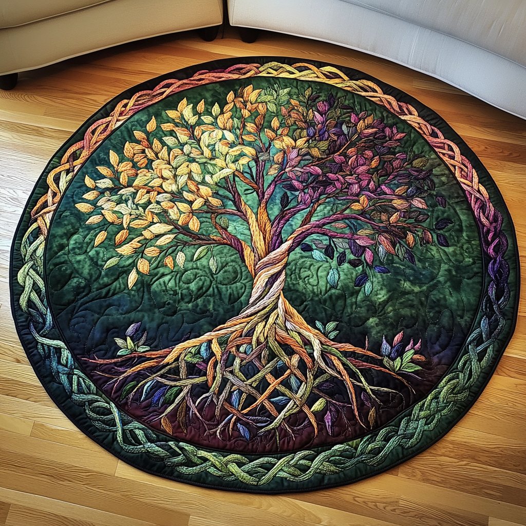 Twilight Tree Round Mat Rug - washable non-slip printed rug