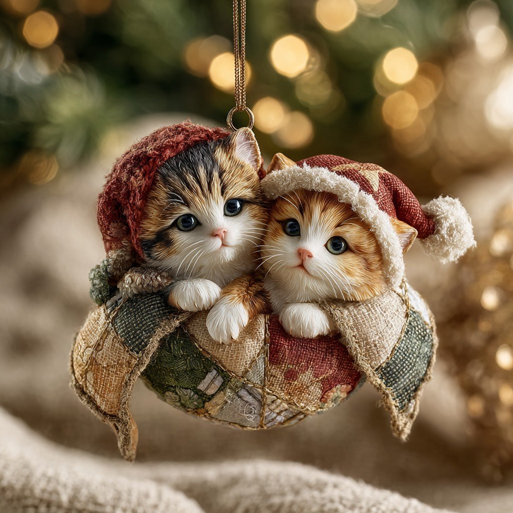 Twin Paw Surprise Christmas Ornament