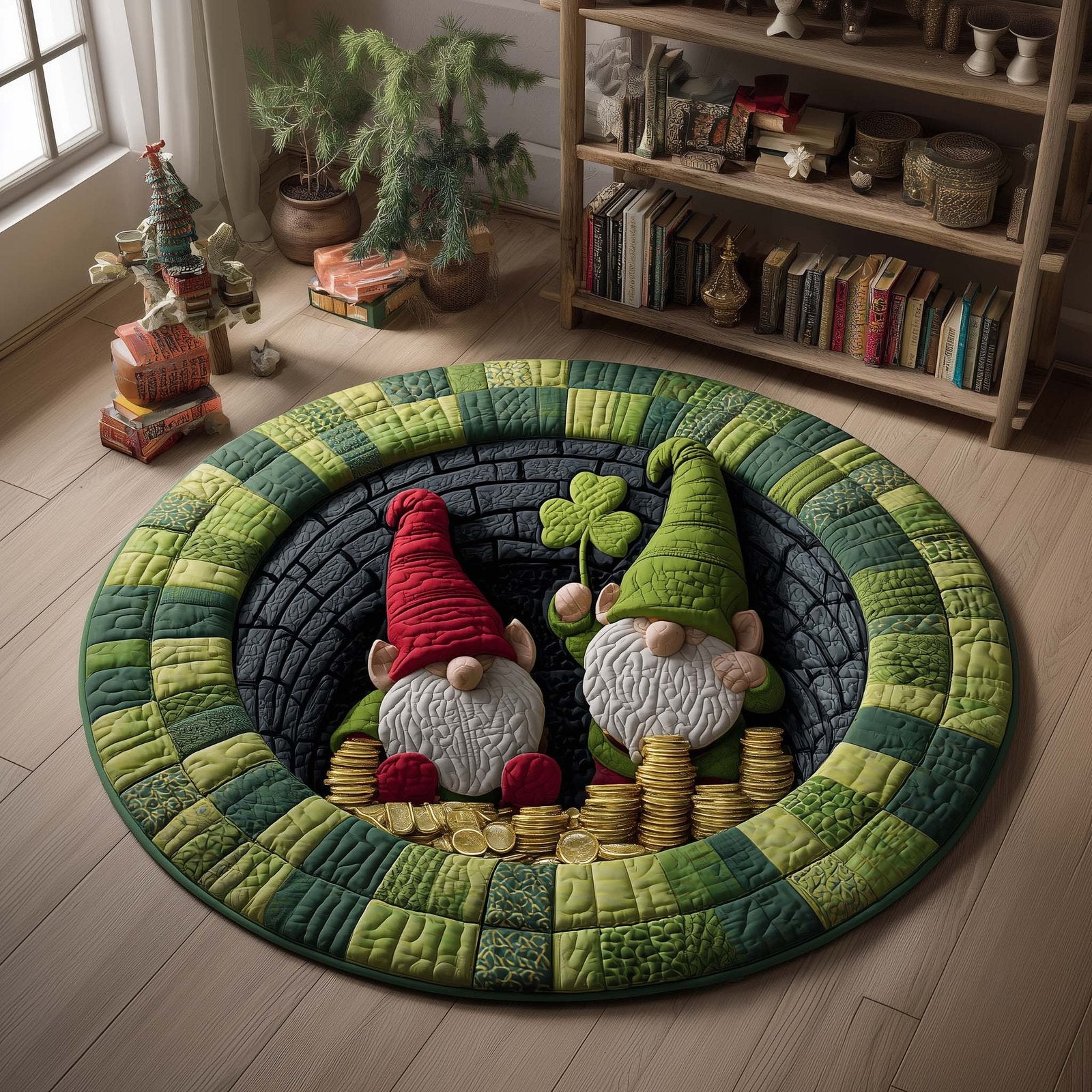 Twin Gnomes Round Mat Rug - Nature Design | Serene Home Decor