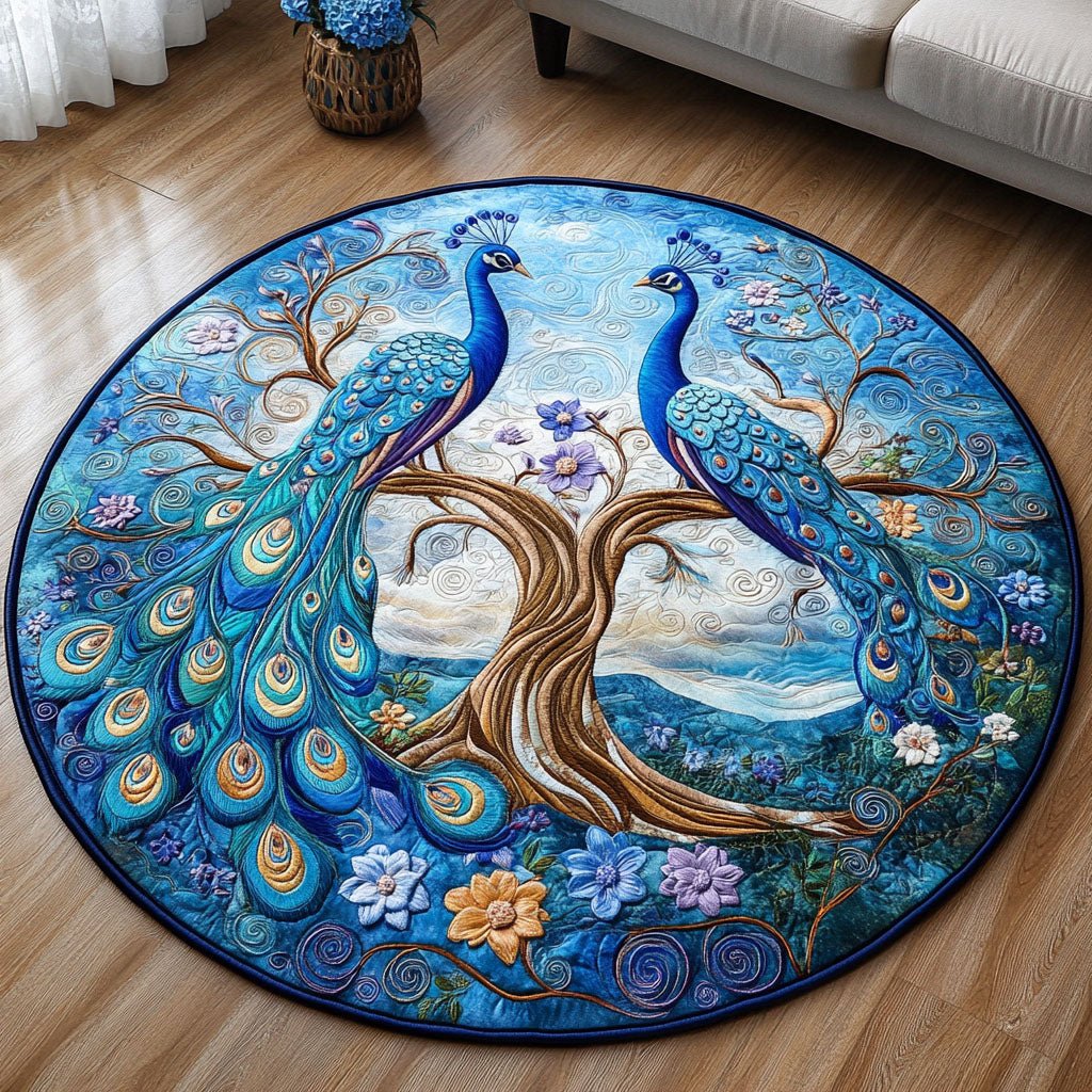 Twin Majesty Round Mat Rug - washable non-slip printed rug