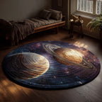 Twin Planet Rise Round Mat Rug - washable non-slip printed rug