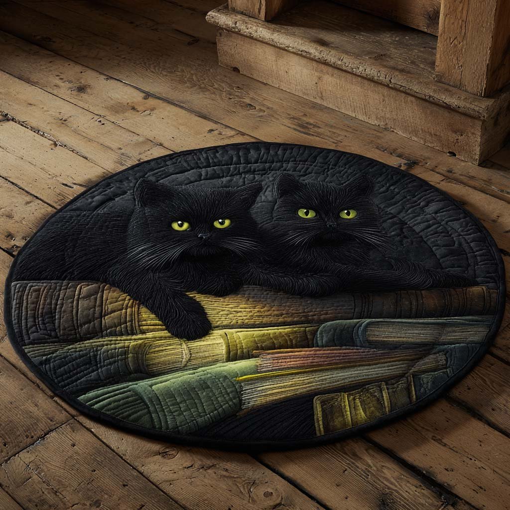 Twin Shadows Round Mat Rug - washable non-slip printed rug