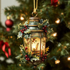 Glowing Lantern Holly Berry Christmas Ornament