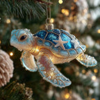 Frosted Starfish Turtle Christmas Ornament