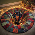 Twinkle Dachshund Round Mat Rug - washable non-slip printed rug