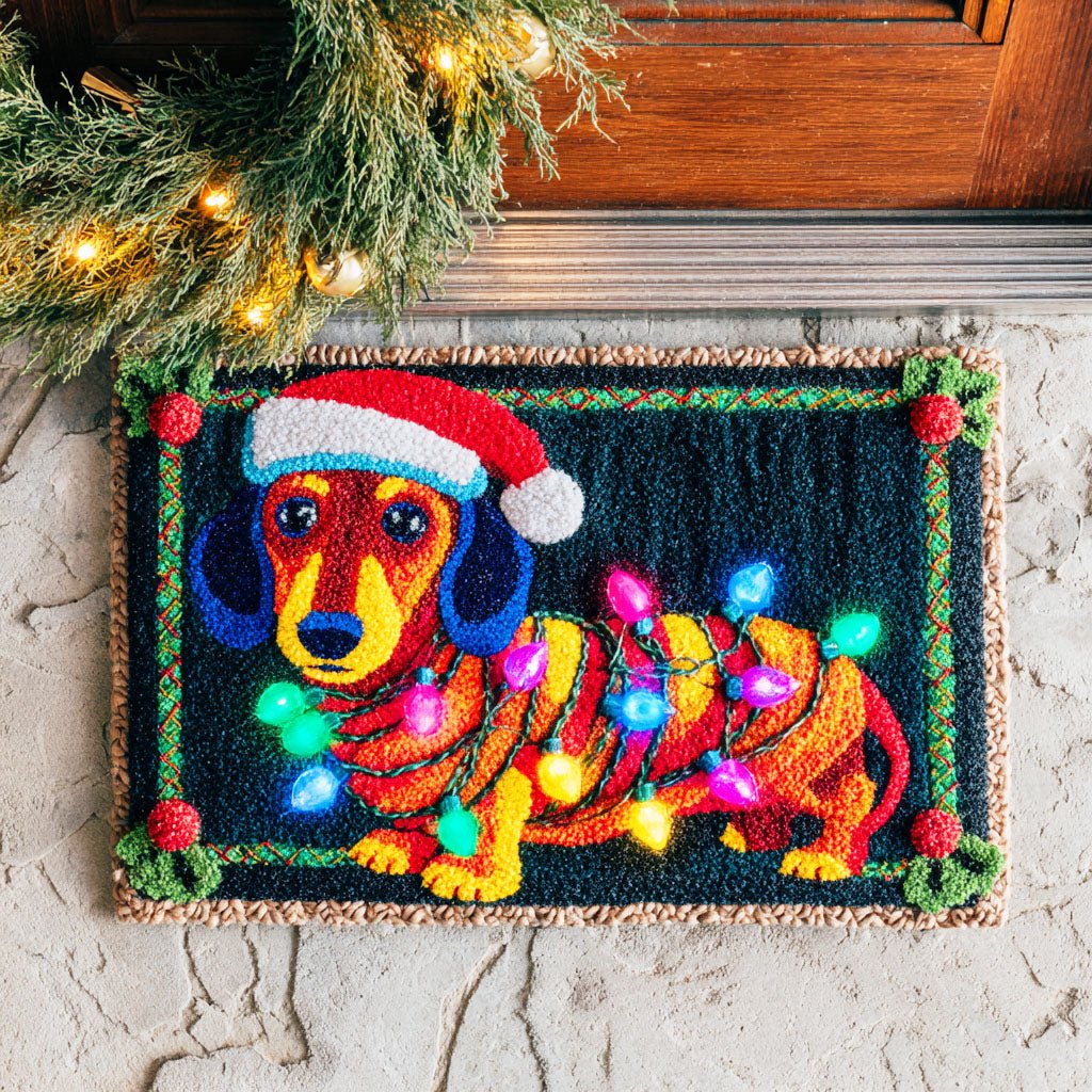 Twinkle Light Dachshund Doormat - Nature Design | Printed Welcome Doormat