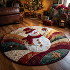 Twinkle Snowman Round Mat Rug - washable non-slip printed rug