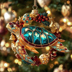 Twinkling Tide Turtle Christmas Ornament