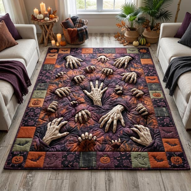 Twisted Halloween area rug in a living room